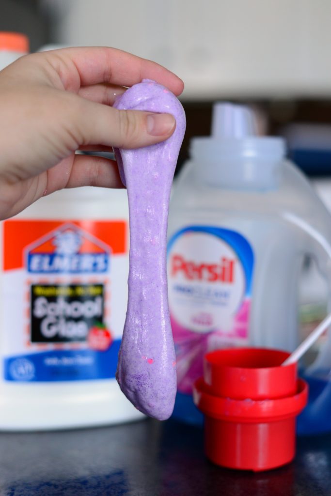 Glitter Glue Slime Just Two Ingredients with Easy Clean Up! - Eating Richly
